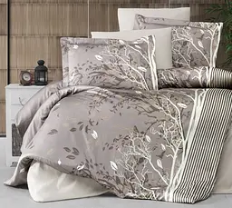 Турецька постільна білизна First Choice Cotton Satin Living brown євро
