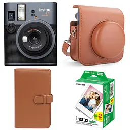 Подарунковий набір Фотоапарат Fujifilm Instax Mini 41 Фотопапір 20 шт. Чохол Фотоальбом на 108 фото коричневий
