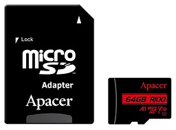Карта пам'ятi microSDXC 64GB U1 V10 A1 R100 + adapter (100/10 MB/s) Apacer teh0027514