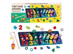 Дерев'яна логічна дошка-сортер з магнітною рибалкою, WToys - мініатюра 1
