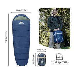 Спальний мішок Naturehike з капюшоном MJ600 CNK2300SD014, темно-блакитний (6976507663977) - мініатюра 2