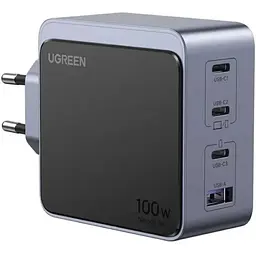 Зарядний пристрій 4xUSB 100W (3xUSB-C+USB-A) Gan Nexode Fast Charger Сірий X553 Ugreen