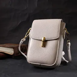 Шкіряна сумка вертикального формату з клапаном Vintage 22309 біла - мініатюра 9