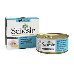 Вологий корм для котів Schesir Tuna with Pineapple Шезір тунець з ананасом в желе натуральні консерви банка 75 г (613530)
