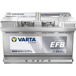 Автомобільний акумулятор VARTA Blue Dynamic EFB N80 6СТ-80Ah АзЕ 800A (EN) 580500080 - мініатюра 1
