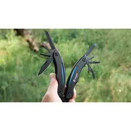 Мультитул Ganzo G109, (16.5 см) 10 функцій, чорний з блакитним + чохол - мініатюра 12