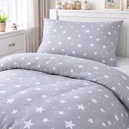 Дитяча постільна білизна MIRSON JUNIOR фланель Grey Stars 200х220см (2200012804612)