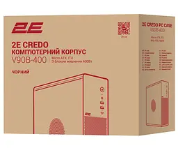 Корпус 2E Credo Slim V90B-400 з БЖ ATX400 Black (2E-V90B-400) - мініатюра 12