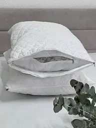 Подушка Ecotton 50х70 см подвійна з чохлом на блискавці із мікрофібри біла White (Novita) (23983) - мініатюра 2
