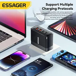 Потужний Зарядний Пристрій 100W з Кабелем Essager GaN2 Pro QC PD 20V 5A Зарядка 100 Вт Блок живлення Type c Зарядка 100W - мініатюра 8