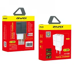 Адаптер мережевий AWEI C-500 |2USB, 2.4A| - мініатюра 2