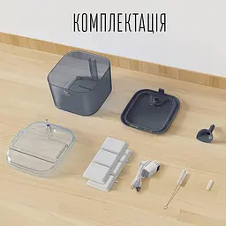 Фонтан для кота Petory 2,2 л з фільтром, Чорний - мініатюра 7