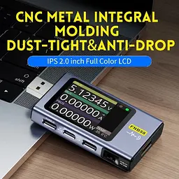 Тестер USB для зарядних пристроїв FNIRSI FNB58 з Bluetooth сріблястий - мініатюра 8