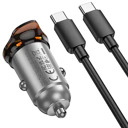 АЗП Hoco NZ16 Rigorous PD30W (1USB-C) + кабель Type-C to Type-C Metal grey - мініатюра 4