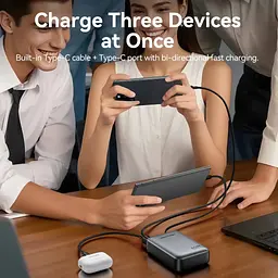 Батарея універсальна Vention 20000 mAh 45W Mini with Built-in USB-C Cable Gray (FHGH0) - мініатюра 8