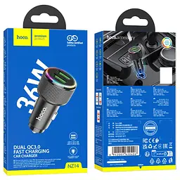 АЗП Hoco NZ14 Guerrero QC3.0 18W total 38W (2USB-A) Black - мініатюра 6