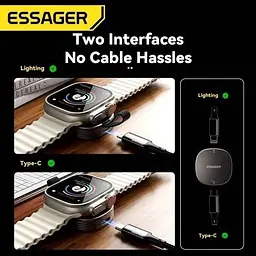 Бездротова зарядка CasePro Essager 2.5W Gunmetal Grey для Apple Watch Ultra/10/9/8/7 - мініатюра 2