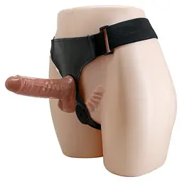 Подвійний страпон з вібрацією Ultra Passionate Harness Dual Penis 16 см коричневий