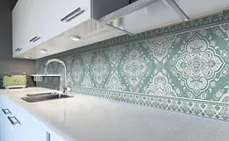 Кухонний фартух Ажурні Візерунки Мереживо вінілова для кухні 65х250 см Абстракція Блакитний Happy Pocket Z183448 - мініатюра 5
