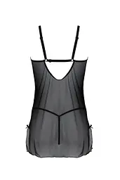 Пеньюар Passion DROSERA CHEMISE black, XXL/XXXL, мереживний ліф зі стрепами, трусики в комплекті - мініатюра 4