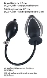 Анальна пробка True Black Inflatable Anal Plug 11.5 см (чорний) - мініатюра 5