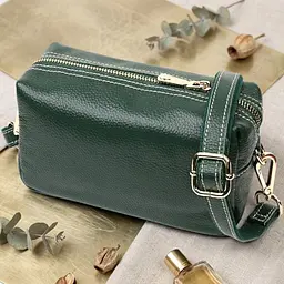 Універсальна сумка для жінок з двома ременями з натуральної шкіри Vintage 22277 зелений