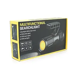 Ліхтар пошуковий BP-2303 LED PM60, 5 режимів, індикація заряду, живлення від 3*18650, IP65, кабель USB, 255х145х65мм, 0,860кг, Black, BOX - мініатюра 2