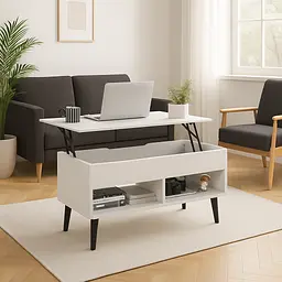 Стіл трансформер Costway Lagom в стилі Loft білий - мініатюра 1