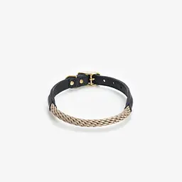 Шкіряний нашийник з канатиком для собак "Caviar Terra" XL чорний (обхват шиї 46-54см) - мініатюра 3
