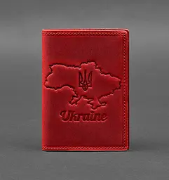 Шкіряна обкладинка для паспорта з мапою України корал Crazy Horse