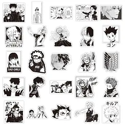 Стікерпак Манга емоції: Чорно-білий світ Набір наклейок GeekLand Manga Emotions: Black and White World 50 штук - мініатюра 2