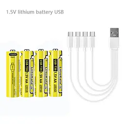 Набір акумуляторів з 4 шт LiitoKala USB-T36 + USB Type-C кабель зарядки - мініатюра 2