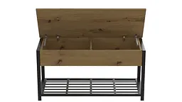Банкетка з ящиком Ferrum-decor Дрейк 2 550x1200x400 метал Чорний ДСП Дуб Артізан 16 мм (FRD-103071) - мініатюра 3