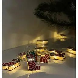 Гірлянда світлодіодна Chomik Шкарпетка новорічна 1.65 м 10 LED на батарейках тепло-біла (5900779854093) - мініатюра 2