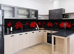 Кухонний фартух Палаюча пристрасть вінілова для кухні 65х250 см квіти Червоний Happy Pocket Z183561 - мініатюра 4
