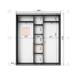 Шафа-купе Idea серія 6 180 x 45 x 210 см Антрацит - мініатюра 2