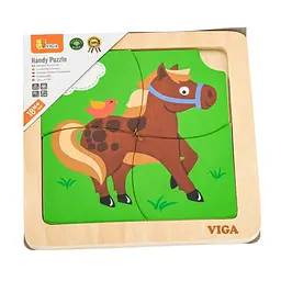 Дерев'яний міні-пазл Viga Toys Коник 4 елементи (51312) - мініатюра 3