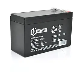 Акумуляторна батарея EUROPOWER AGM EP12-7.2F2 12 V 7,2 Ah ( 150 x 65 x 95 (100) ) Black Q10