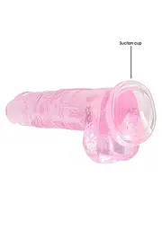 Фалоімітатор RealRock Crystal Clear 8" 21 см (рожевий) - мініатюра 11
