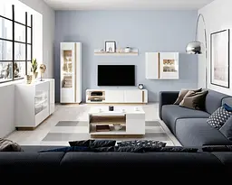 Тумба під телевізор Perfect Home Арко / Arco 2-дверна 2D/187 Білий глянець/дуб грандсон (PFH-091037) - мініатюра 5