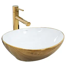 Умивальник Rea Sofia 34,5x40,9 gold/white (REA-U0456)