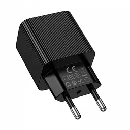 Мережевий зарядний пристрій адаптер HOCO CS84A 1 USB/1Type-C, 30 W, підтримка швидкого заряджання PD/QC/FCP/AFC Чорний - мініатюра 4