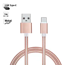 Кабель USB Type-C Spring 1 м, металева оплітка, рожеве золото - мініатюра 2