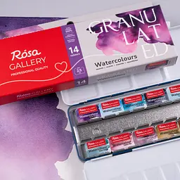 Набір акварельних фарб GRANULATION 14 кольорів 2,5 мл кювета, металевий пенал Індіго, ROSA Gallery (4823098544128) - мініатюра 7