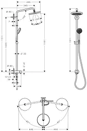 Душова система Hansgrohe Croma 220 Reno Showerpipe 27224000, Хром - мініатюра 2
