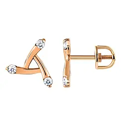 Сережки-гвоздики з червоного золота Абстракція (з40035)