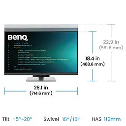 Монітор TFT 31.5 BenQ RD320U, 4K, IPS, 2хHDMI, DP, USB-C, USB-hub, HAS, Pivot, кільк., сірий - мініатюра 10