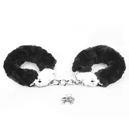 Наручники LoveToy Fluffy Handcuffs (чорний) - мініатюра 5