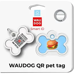 Адресник для собак і котів Waudog Smart ID з QR паспортом Гамбургер 4х2.8 см - мініатюра 5