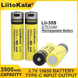 Акумулятор 18650 LiitoKala Li-ion 3500mAh 3.7V Type-C (Жовтий) - мініатюра 5